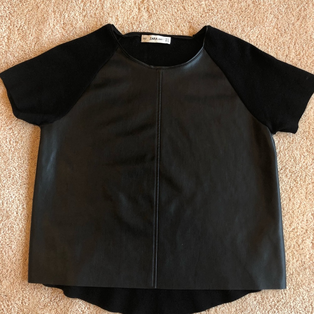 Zara top (black fake leather)